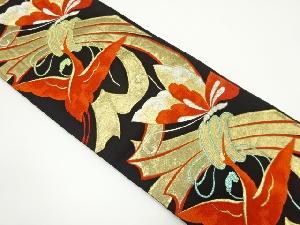 アンティーク　束ね熨斗に鶴・蝶模様織り出し袋帯（着用可）